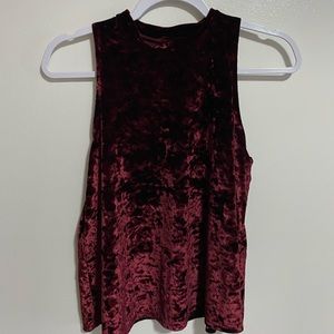 Dark red velvet halter tank top
